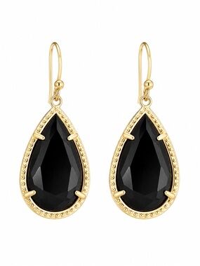 NWT | Kendra Scott Sami Drop Earrings – Black Opaque Glass | Gold
